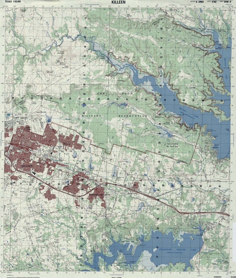 1993 USGS topographic map of Killeen, Texas