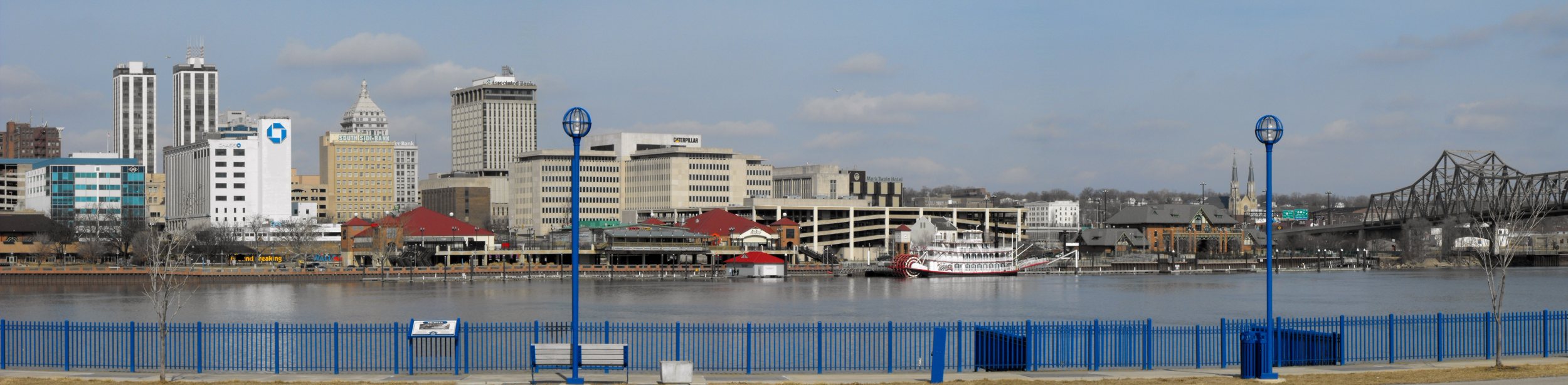 Downtown Peoria skyline across the Illinois River
