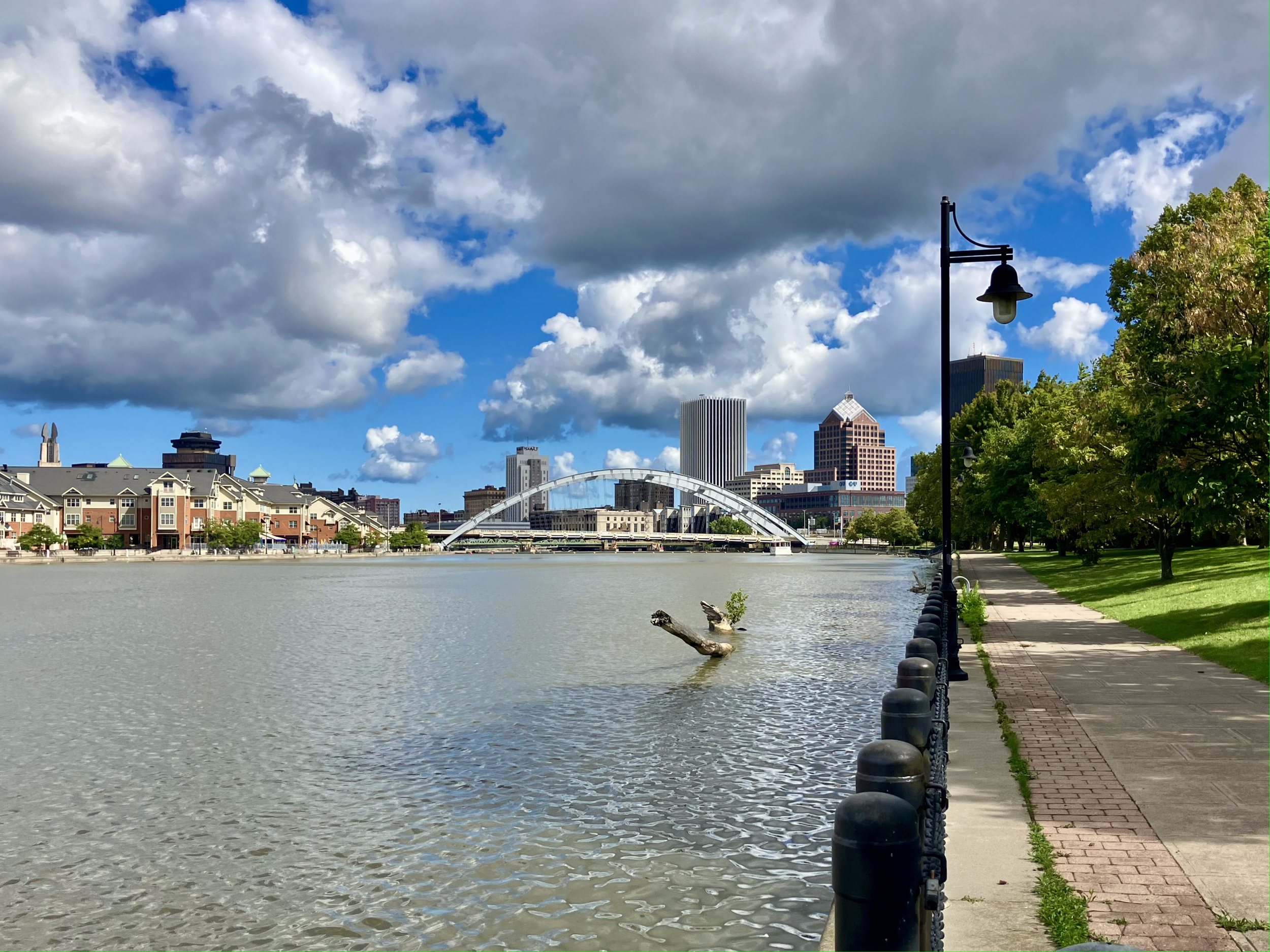 Rochester, New York skyline across the Genesee River